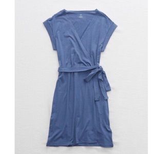 Aerie Knit Wrap Dress — Marbled Blue